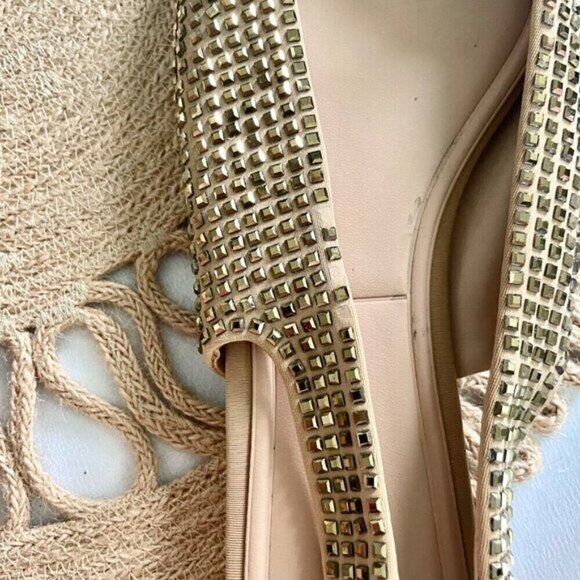 Zara Sparkly Slingback Gold Pointed Toe Rhinestone Flats Size 39 - Picture 9 of 9